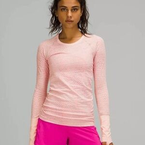 lululemon Swiftly Tech LS 2.0 Size 6 Grid Warp Pink Mist Sonic Pink